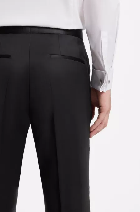 BOSS ONE Regular-fit tuxedo trousers in virgin-wool serge