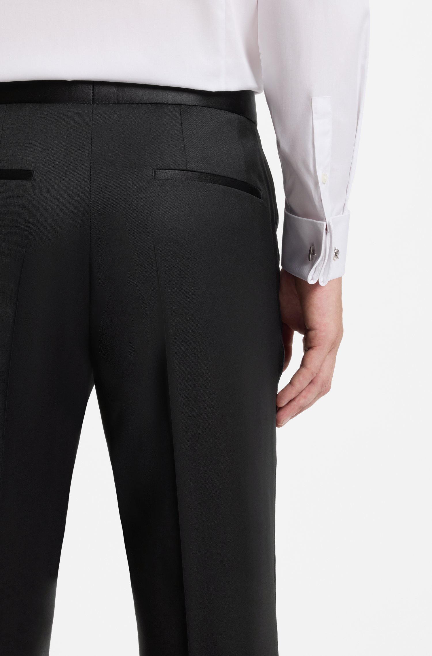 Boss ONE Regular-fit tuxedo trousers in virgin-wool serge byxor herr – bild 3