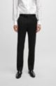 Regular-fit tuxedo trousers in virgin-wool serge, Black