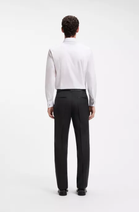 BOSS ONE Regular-fit tuxedo trousers in virgin-wool serge