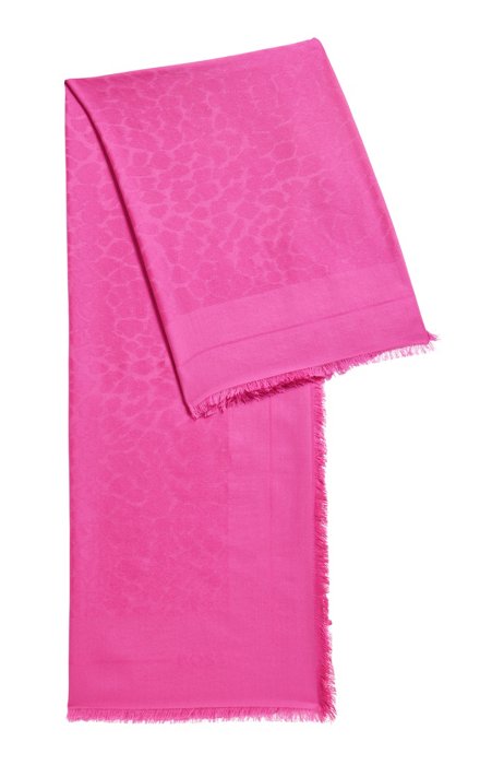 Sjaal met dierendessin in jacquard van modal en wol , Pink