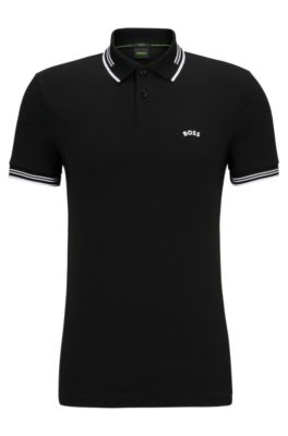 BOSS Stretch cotton slim fit polo shirt with curved logo