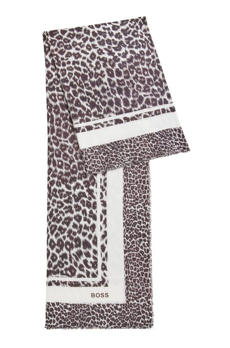 Leopard-print scarf in modal and cotton, Patterned