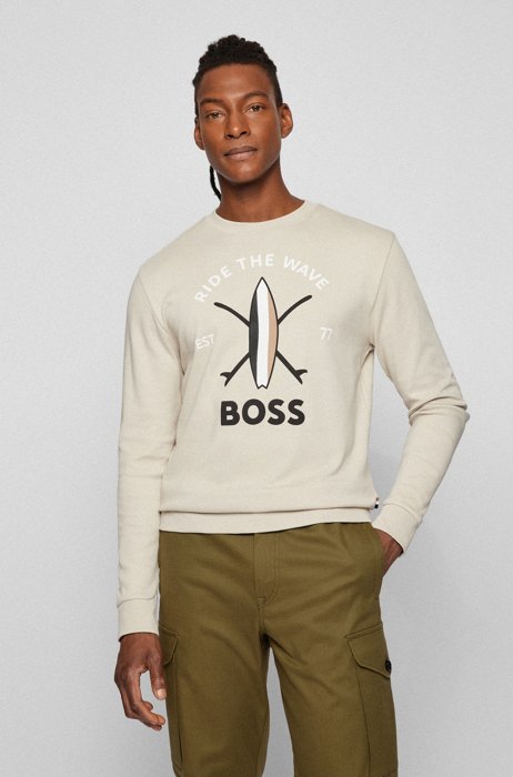 Relaxed-fit sweatshirt with logo artwork, Light Beige