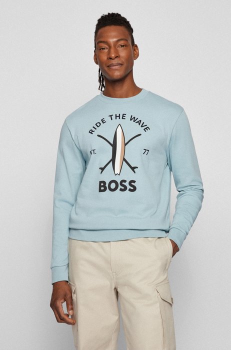Relaxed-fit sweatshirt with logo artwork, Turquoise