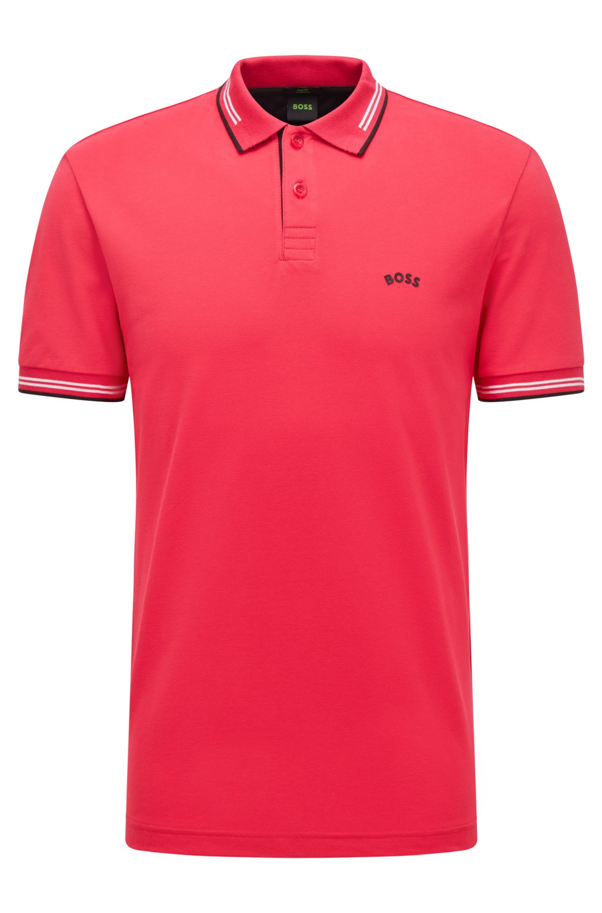 Anders tarief Kostuums BOSS - Curved-logo slim-fit polo shirt in stretch-cotton piqué