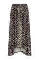 Leopard-print midi skirt with smocking details, Patterned
