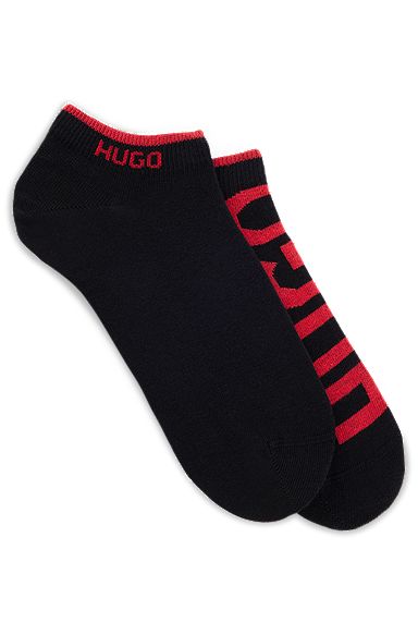 Набор из двух пар носков до щиколотки из смесового хлопка с логотипом, Черный