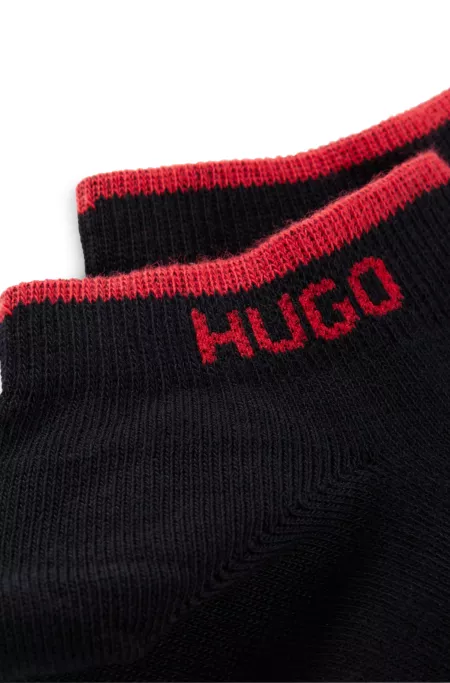 Two-pack of cotton-blend ankle socks with logos