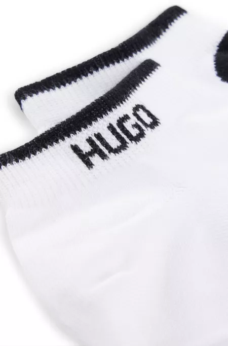Two-pack of cotton-blend ankle socks with logos