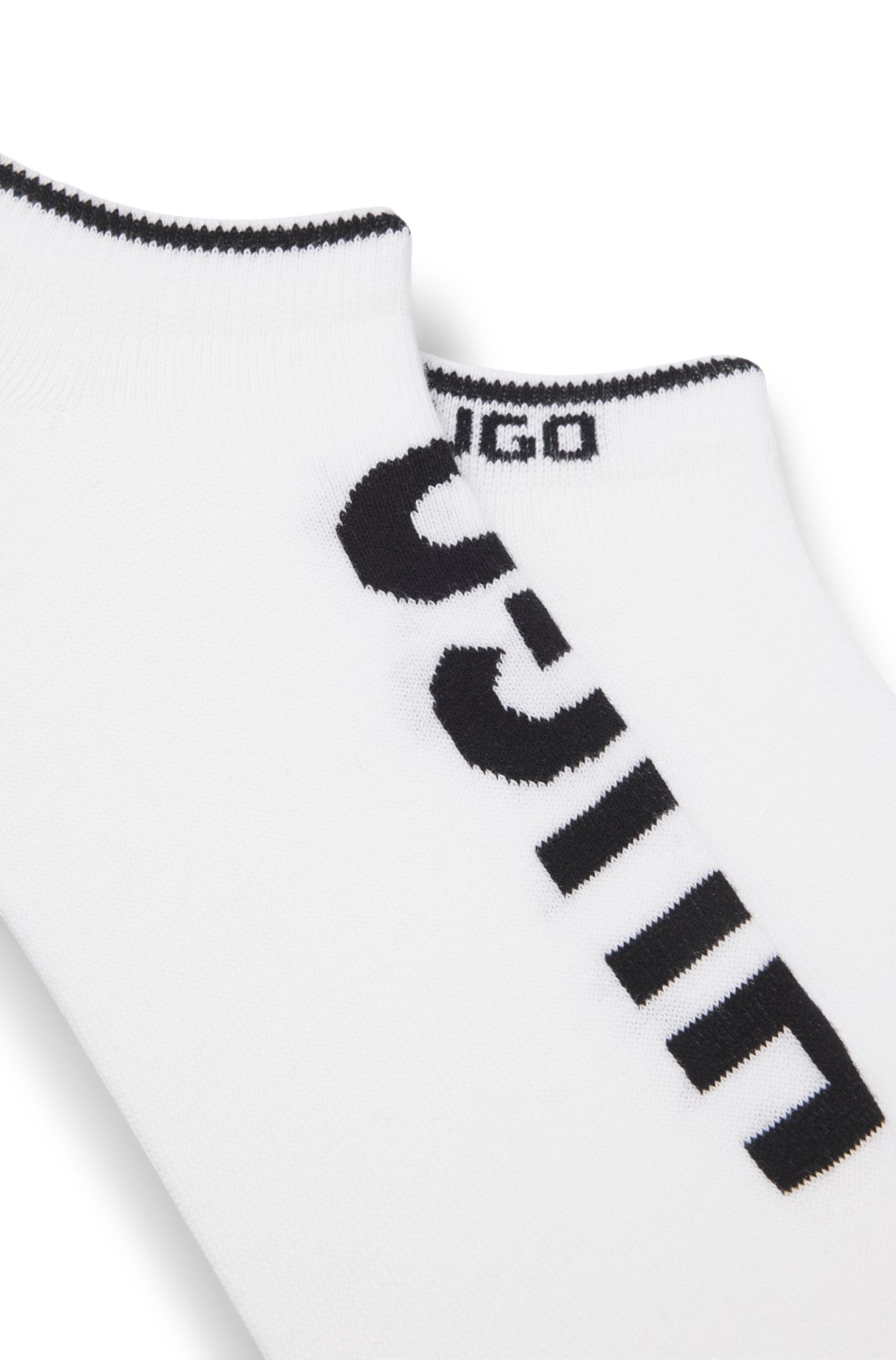 Zweier-Pack Sneakers-Socken aus Baumwoll-Mix mit Logos, Weiß