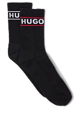Two-pack of quarter-length ribbed logo socks, Black