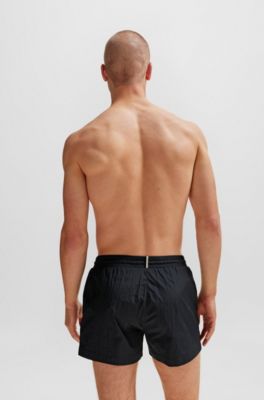 Swim shorts with outline logo print, Black