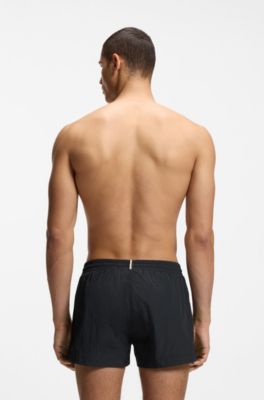 Swim shorts with outline logo print, Black