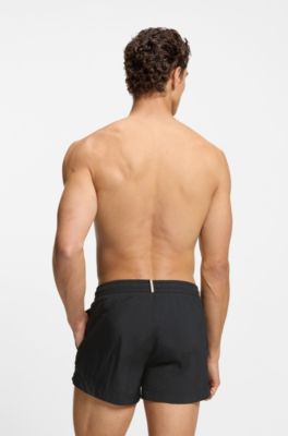 Swim shorts with outline logo print, Black