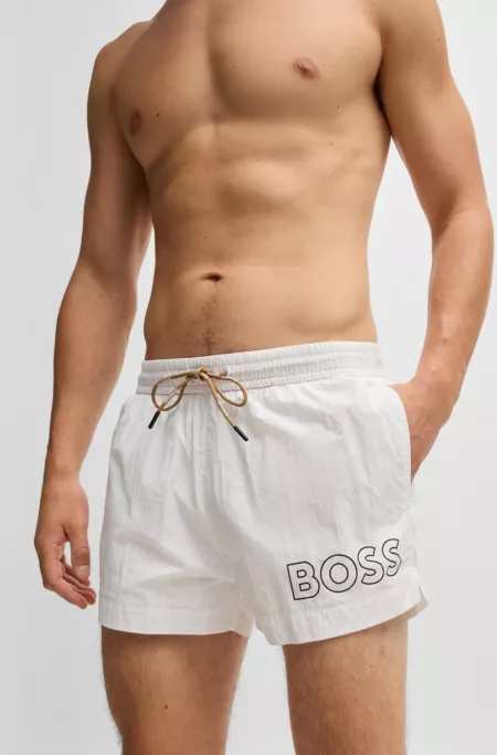 Quick-drying swim shorts with outline logo