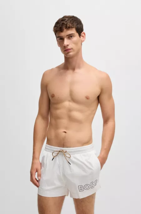 Quick-drying swim shorts with outline logo