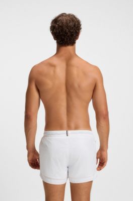 Swim shorts with outline logo print, White