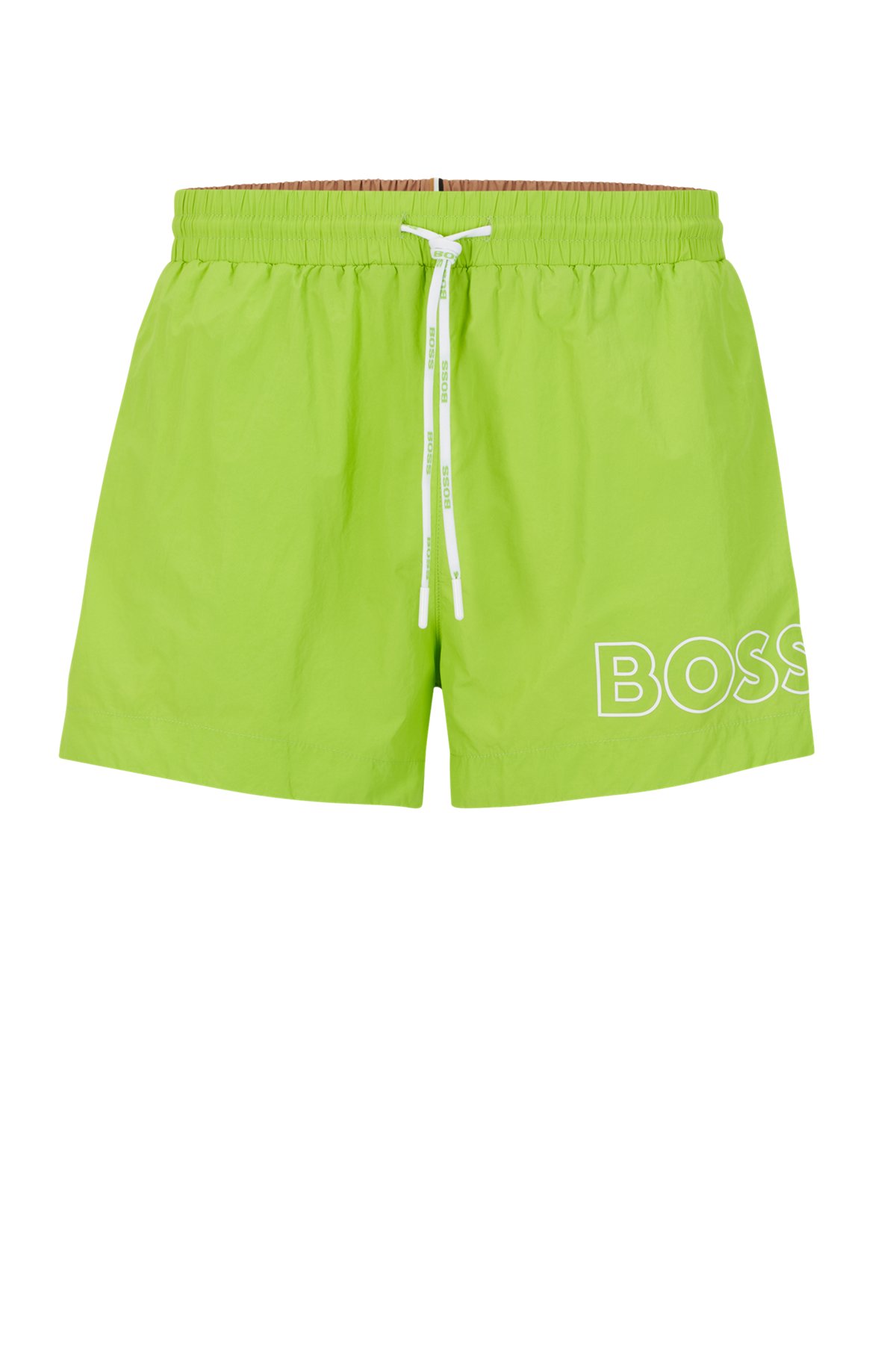 Quick-drying swim shorts with outline logo, Green