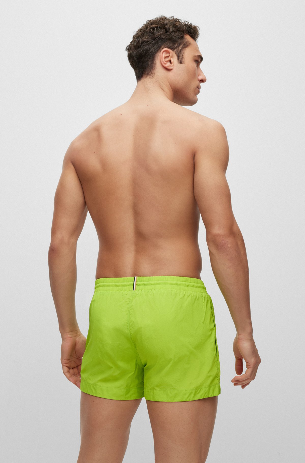Quick-drying swim shorts with outline logo, Green
