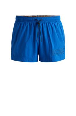 Hugo Boss Quick-drying Swim Shorts With Outline Logo In Blue