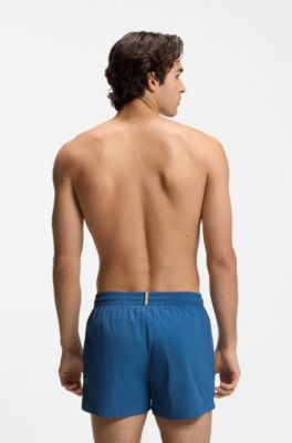 Zwemshort bedrukt met contourlogo, Blauw