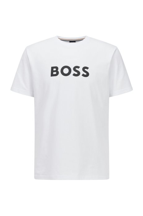 Relaxed-Fit T-Shirt aus Baumwolle mit UV-Schutz UPF 50+ und Logo, Weiß
