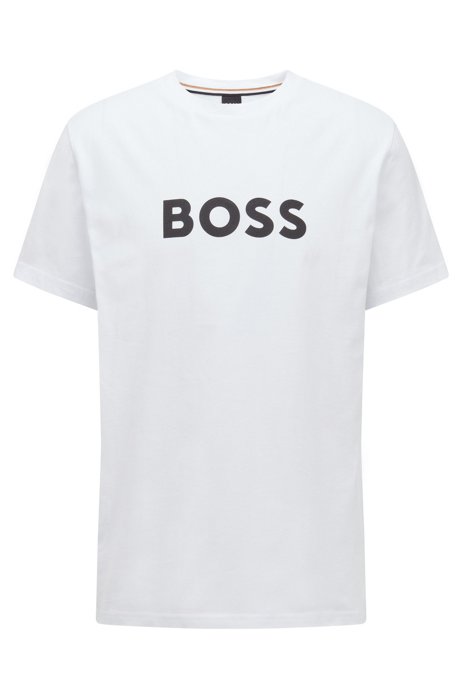 Relaxed-Fit T-Shirt aus Baumwolle mit UV-Schutz UPF 50+ und Logo, Weiß