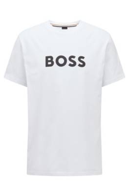 Hugo Boss Relaxed-fit Upf 50+ T-shirt In Cotton With Logo In White