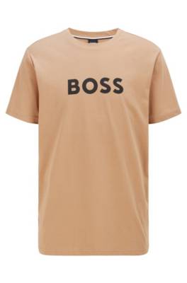 Hugo Boss Relaxed-fit Upf 50+ T-shirt In Cotton With Logo In Brown