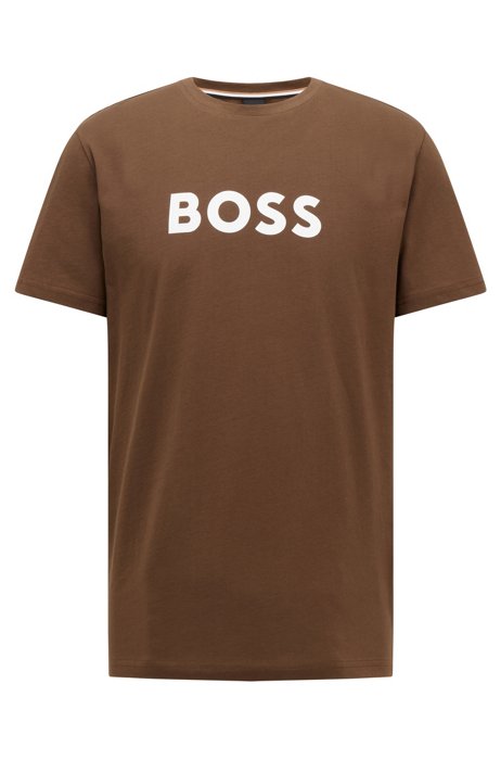 Relaxed-Fit T-Shirt aus Baumwolle mit UV-Schutz UPF 50+ und Logo, Dunkelgrün