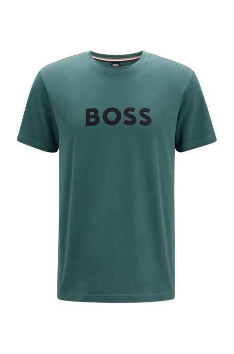 T-shirt relaxed fit in cotone con logo e protezione UPF 50+, Verde