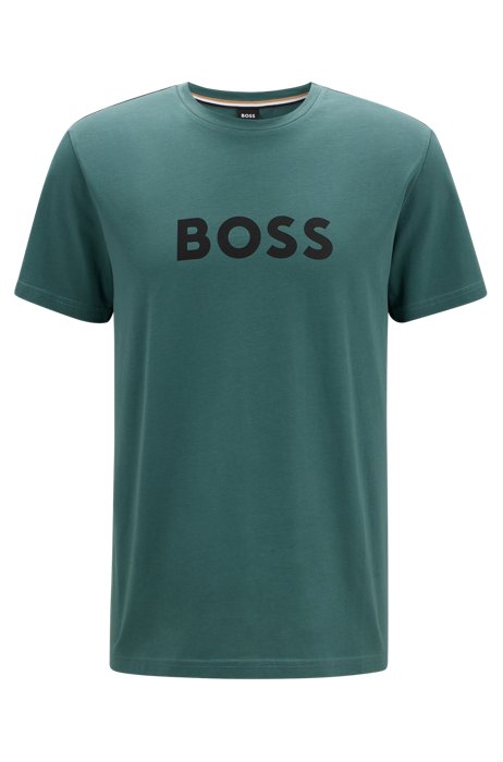 T-shirt Relaxed Fit en coton avec logo et protection anti-UV UPF 50+, Vert