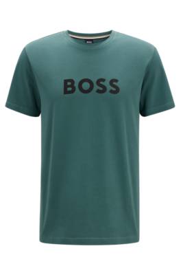 Hugo Boss Relaxed-fit Upf 50+ T-shirt In Cotton With Logo In Green