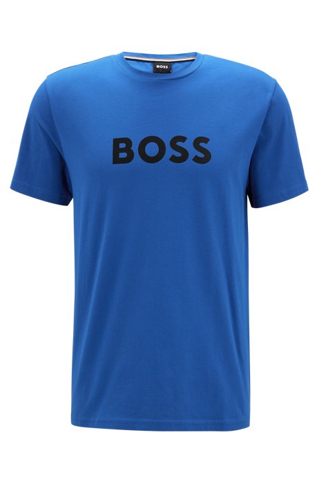 Relaxed-Fit T-Shirt aus Baumwolle mit UV-Schutz UPF 50+ und Logo, Blau