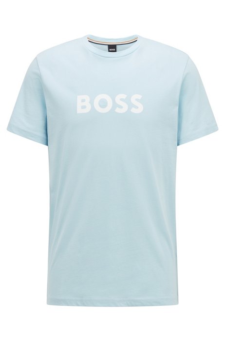 Relaxed-Fit T-Shirt aus Baumwolle mit UV-Schutz UPF 50+ und Logo, Hellblau