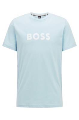 Hugo Boss Relaxed-fit Upf 50+ T-shirt In Cotton With Logo In Blue