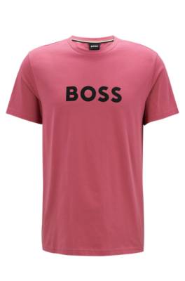 Hugo Boss Relaxed-fit Upf 50+ T-shirt In Cotton With Logo In Pink
