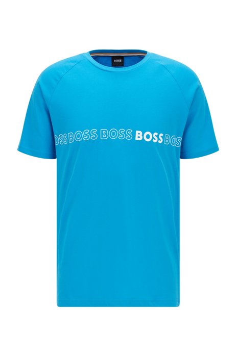 Slim-Fit T-Shirt aus Baumwolle Jersey UPF 50-Schutz, Blau
