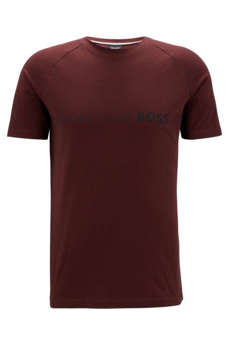 Slim-Fit T-Shirt aus Baumwolle Jersey UPF 50-Schutz, Dunkelrot