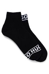 Набор из двух пар носков до середины голени с манжетами с логотипом, Черный
