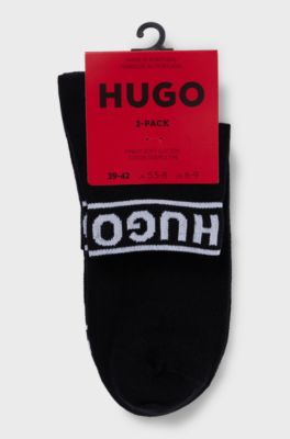 Two-pack of quarter-length socks with logo cuffs, Black