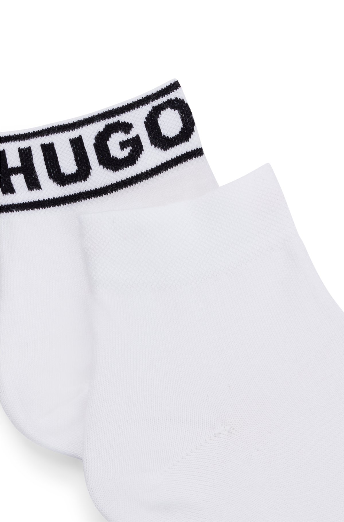 Two-pack of quarter-length socks with logo cuffs, White