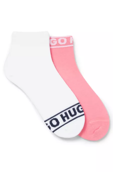 Two-pack of quarter-length socks with logo cuffs