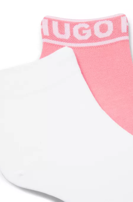 Two-pack of quarter-length socks with logo cuffs
