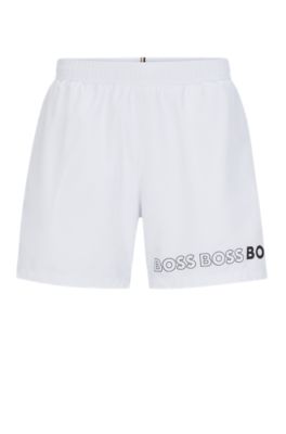 Hugo Boss Swim Shorts With Repeat Logos In White
