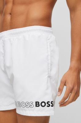 BOSS Recycledmaterial swim shorts with repeat logos