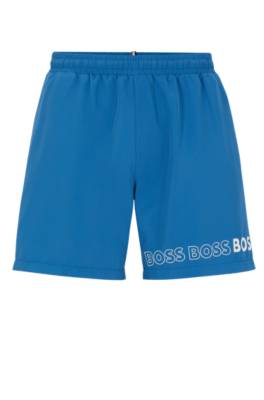 HUGO BOSS RECYCLED-MATERIAL SWIM SHORTS WITH REPEAT LOGOS