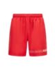 Recycled-material swim shorts with repeat logos, Light Red