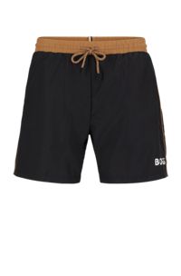 Contrast-logo swim shorts in recycled material, Black